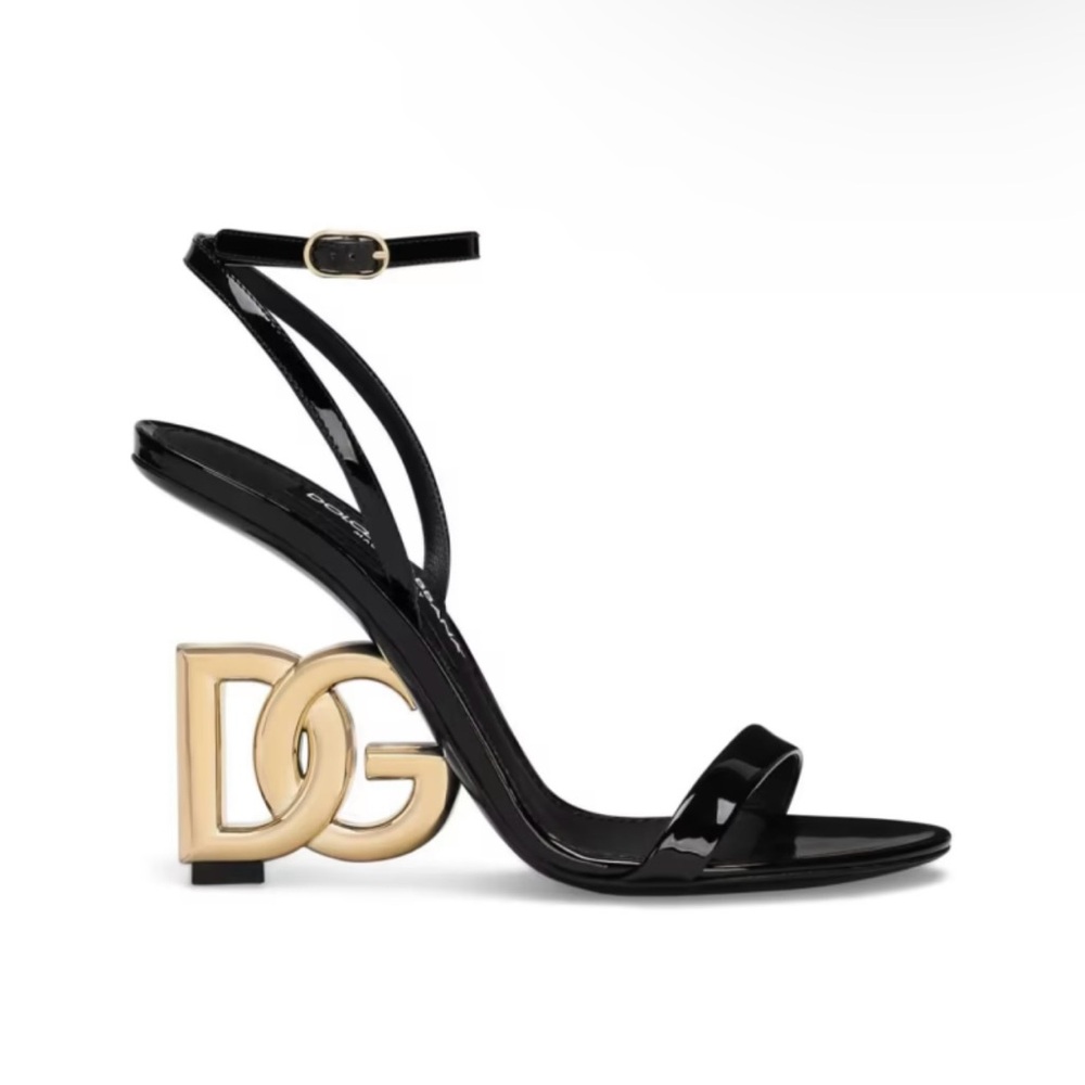 Dolce & Gabbana Patent Leather Logo Sandals